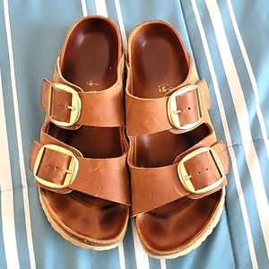 Birkenstock Two Strap Big Buckle Leather Sandals